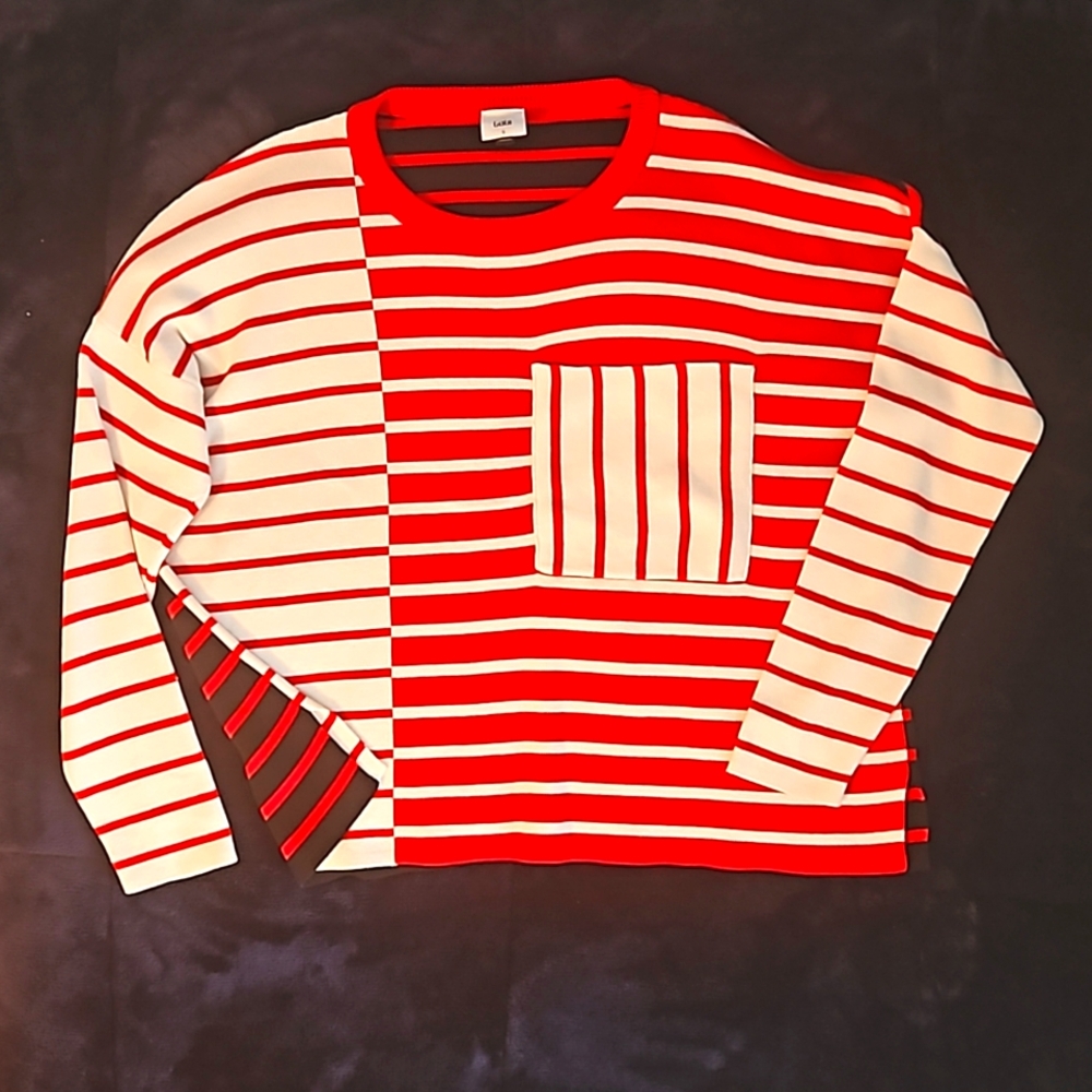 VINTAGE CAbi Pocket Pullover Striped Sweater - Size Small